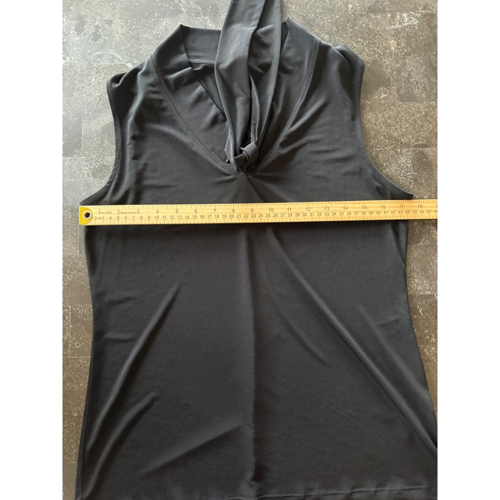 Banana Republic Womens Medium Black Sleeveless Drape Neck Tie Blouse Tank Top - Picture 6 of 8